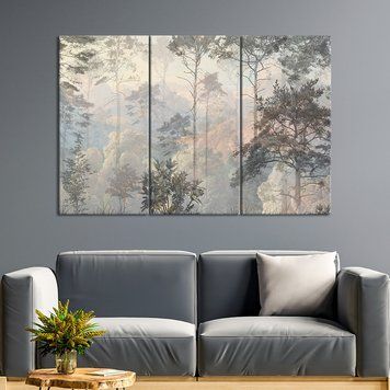 Картина на полотні Лісові дерева в тумані 78x48 см (V515-3_M) V515-3_M фото