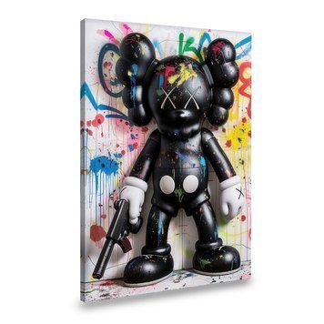Картина на холсте Чёрная игрушка Kaws с пистолетом 51x34 см (241ML_M) (241ML_M) фото