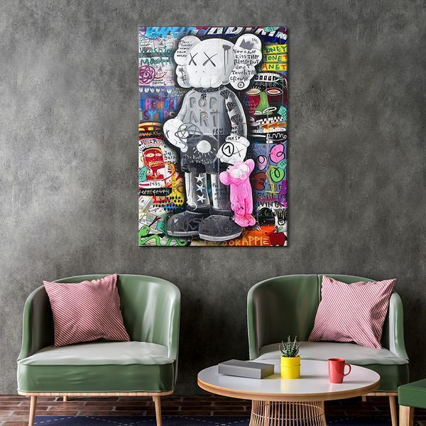 Картина на холсте Стильная игрушка Kaws на абстрактном фоне 51x34 см (243ML_M) (243ML_M) фото