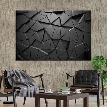 Картина на полотні Чорні 3D трикутники 51x34 см (V329-1_M) V329-1_M фото