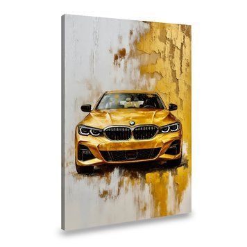 Картина Золотой автомобиль BMW на абстрактном фоне 51x34 см (412ML_M) (412ML_M) фото