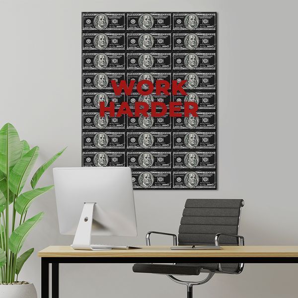 Картина на холсте мотивационная картина Мотивационная надпись Работай усердней 50x38 см (YM-86) YM-86_M фото