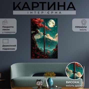 Картина на полотні Катана в землі на тлі красивої природи 51x34 см (396ML_M) (396ML_M) фото