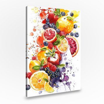Картина на холсте Летние ягоды и фрукты на белом фоне 51x34 см (281ML_M) (281ML_M) фото