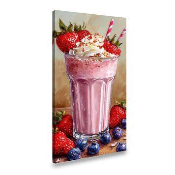 Картина на холсте Молочный коктейль с клубникой и черникой 50x25 см (88ML_M) (88ML_M) фото