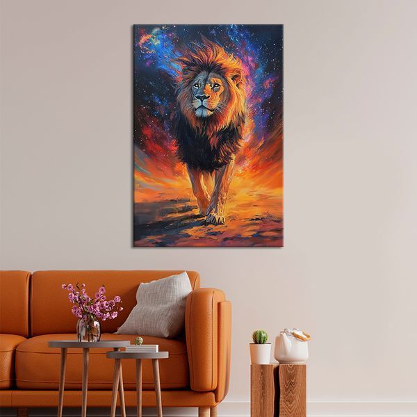 Картина на холсте Лев на фоне космической абстракции 51x34 см (273ML_M) (273ML_M) фото