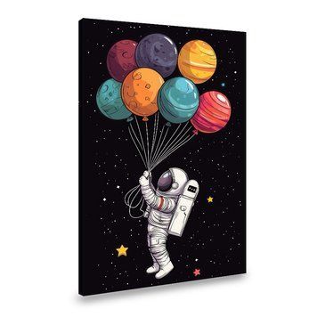 Картина на холсте Астронавт на воздушных шарах в форме планет 51x34 см (156ML_M) (156ML_M) фото