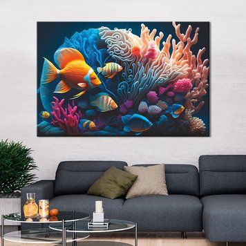 Картина на холсте Тропические морские рыбы 51x34 см (V313-1_M) V313-1_M фото