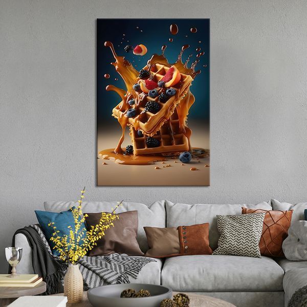 Картина на холсте Бельгийские вафли с ягодами 51x34 см (160ML_M) (160ML_M) фото