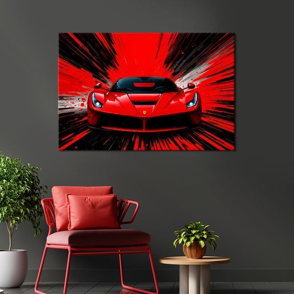 Картина Стильный красный автомобиль Ferrari 51x34 см (429ML_M) (429ML_M) фото