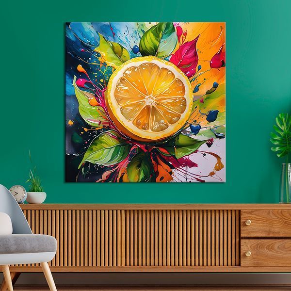 Картина на холсте Сочный лимон на ярком фоне 50x50 см (310ML_M) (310ML_M) фото