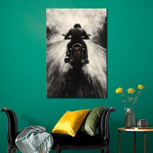 Картина на полотні Байкер на мотоциклі 51x34 см (139ML_M) (139ML_M) фото