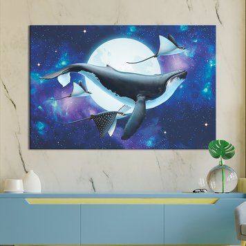 Картина на холсте Кит и морские скаты 51x34 см (V288-1_M) V288-1_M фото