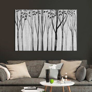 Картина на холсте Чёрные деревья на сером фоне 51x34 см (V505-1_M) V505-1_M фото