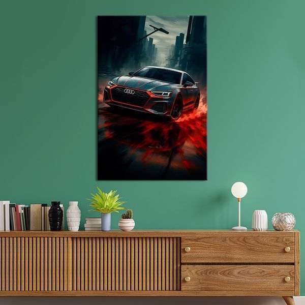 Картина Автомобіль Audi на тлі темного міста 51x34 см (443ML_M) (443ML_M) фото