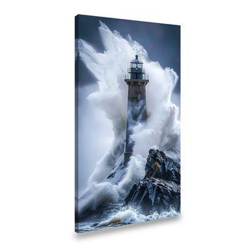 Картина на холсте Маяк и большая волна 50x25 см (3ML_M) (3ML_M) фото
